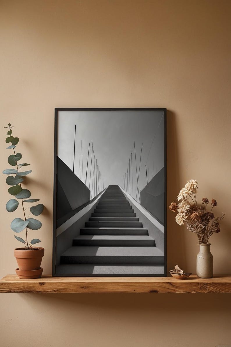 Geometric Staircase | Minimalist Architecture | Journey Perspective Art image 4