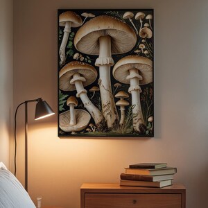 Estudio botánico de hongos / Ilustración naturalista vintage / Arte cottagecore imagen 3