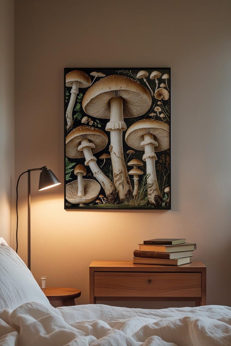 Estudio botánico de hongos / Ilustración naturalista vintage / Arte cottagecore imagen 3