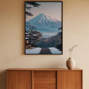 Arte de montaña japonés / Póster del monte Fuji / Decoración del hogar japonesa imagen 5