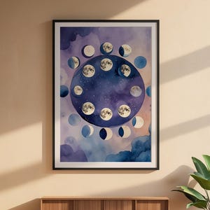 Lunar Phases | Moon Cycle Poster | Mystical Night Art zdjęcie 6
