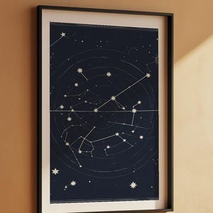 Póster de cielo nocturno / Impresión de constelación celestial / Arte mural astronómico imagen 12