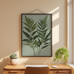 Art mural fougère | Affiche botanique verte | Décoration imprimée de feuilles image 1