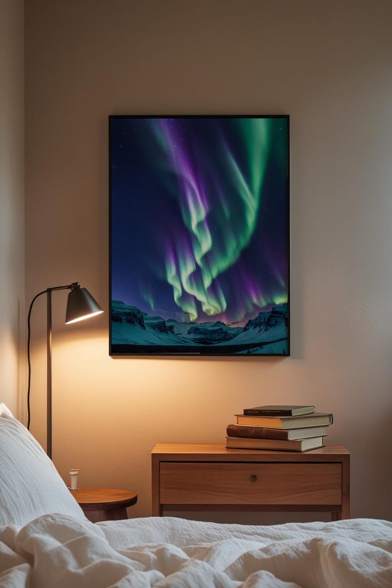 Aurore boréale | Affiche d'aurores boréales | Art mural ciel nocturne magique image 3