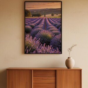 Lavender Field Sunset | Golden Hour Landscape | Provence Wall Art image 5