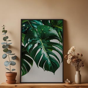 Monstera Leaf Art | Tropical Botanical Poster | Green Plant Decor image 4
