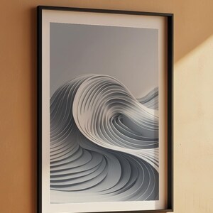 Abstract Wave Art | Modern Gray Flowing Lines Poster | Minimalist Print afbeelding 7