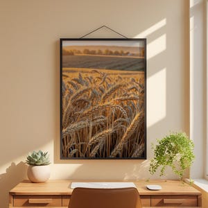 affiche de champ de blé | Art du paysage Golden Hour image 1