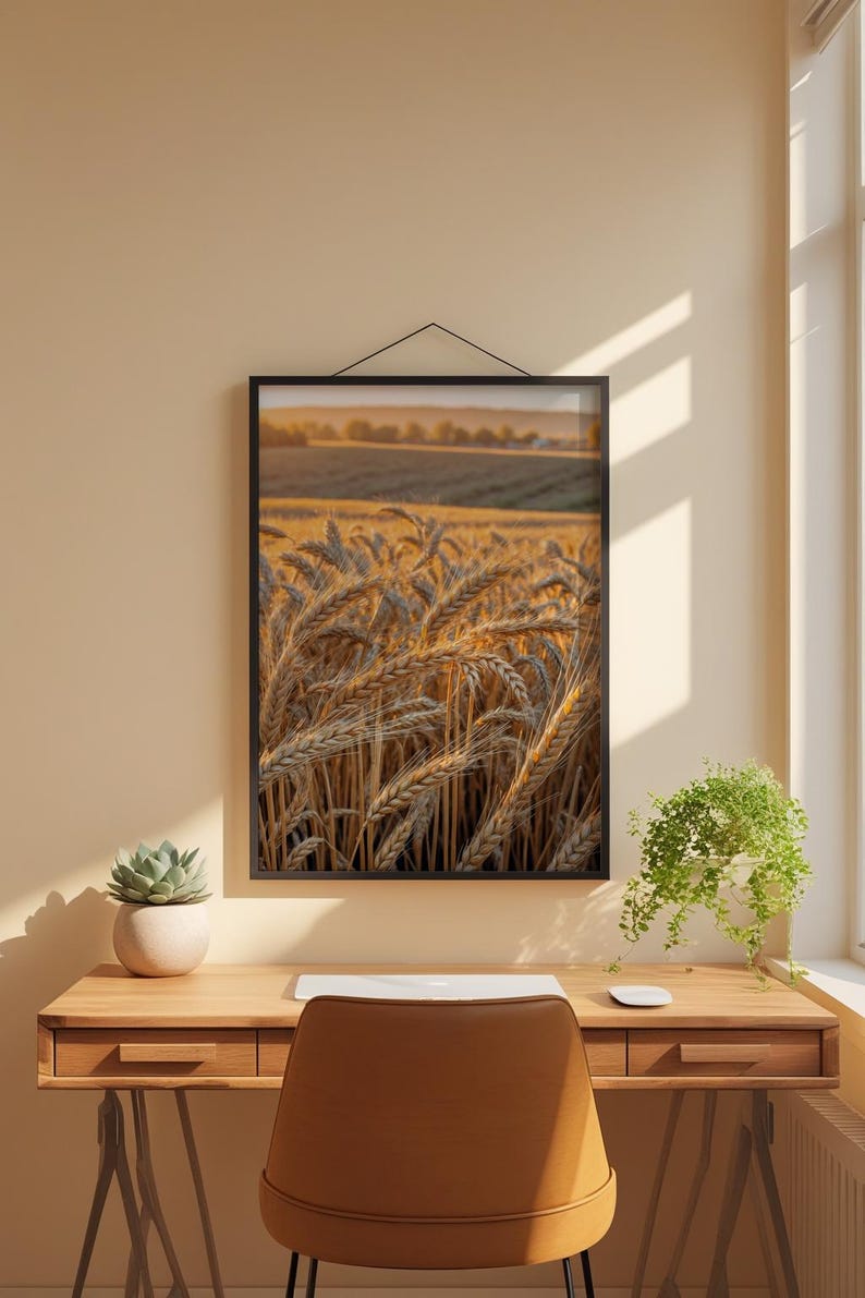 affiche de champ de blé | Art du paysage Golden Hour image 1