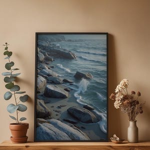 Rocky Coast Serenity | Coastal Landscape Poster | Nordic Art image 4