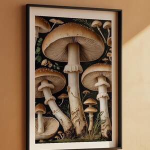 Estudio botánico de hongos / Ilustración naturalista vintage / Arte cottagecore imagen 7