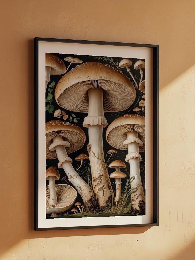 Estudio botánico de hongos / Ilustración naturalista vintage / Arte cottagecore imagen 7