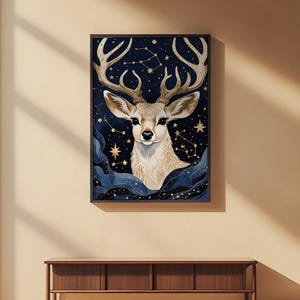 Cosmic Deer Antlers | Celestial Wildlife Art | Magical Nature Poster imagen 2