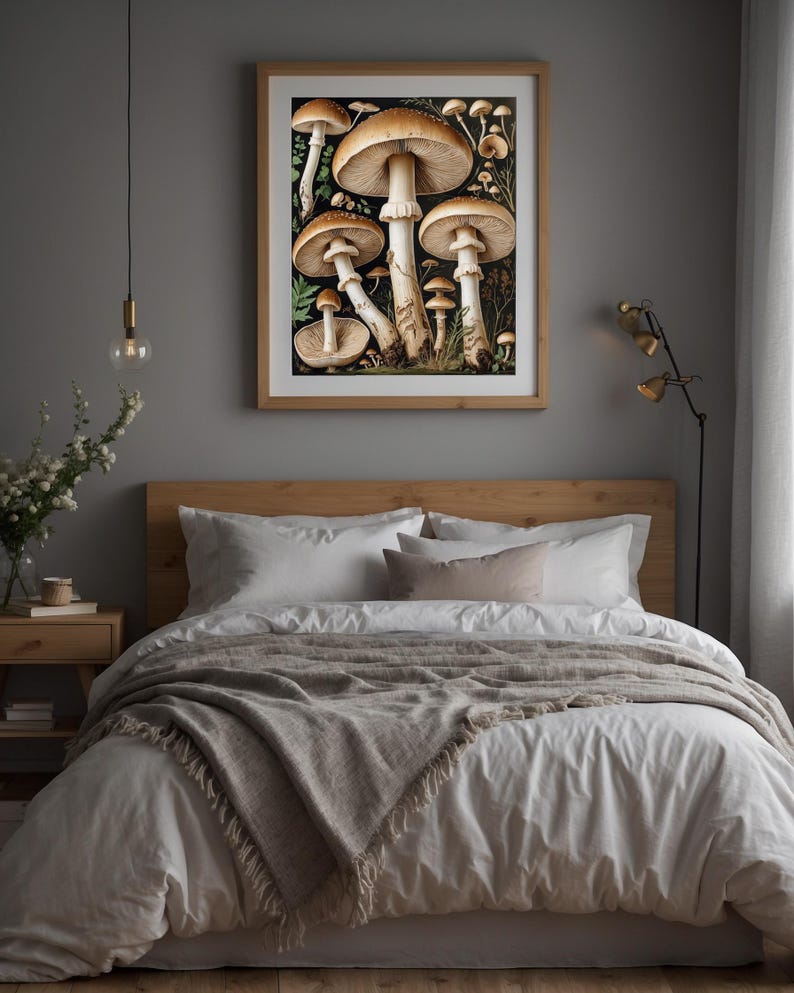 Estudio botánico de hongos / Ilustración naturalista vintage / Arte cottagecore imagen 10