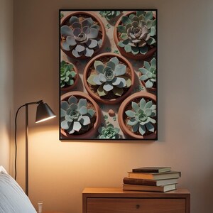 Succulent Garden Top View | Botanical Plant Art | Minimalist Terrarium image 8