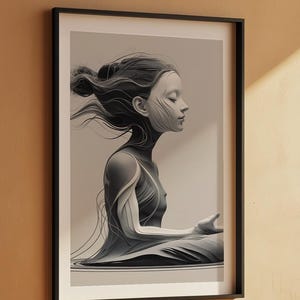 Zen Profile Line Art | Meditation Face Poster | Minimalist Wellness Decor Bild 8