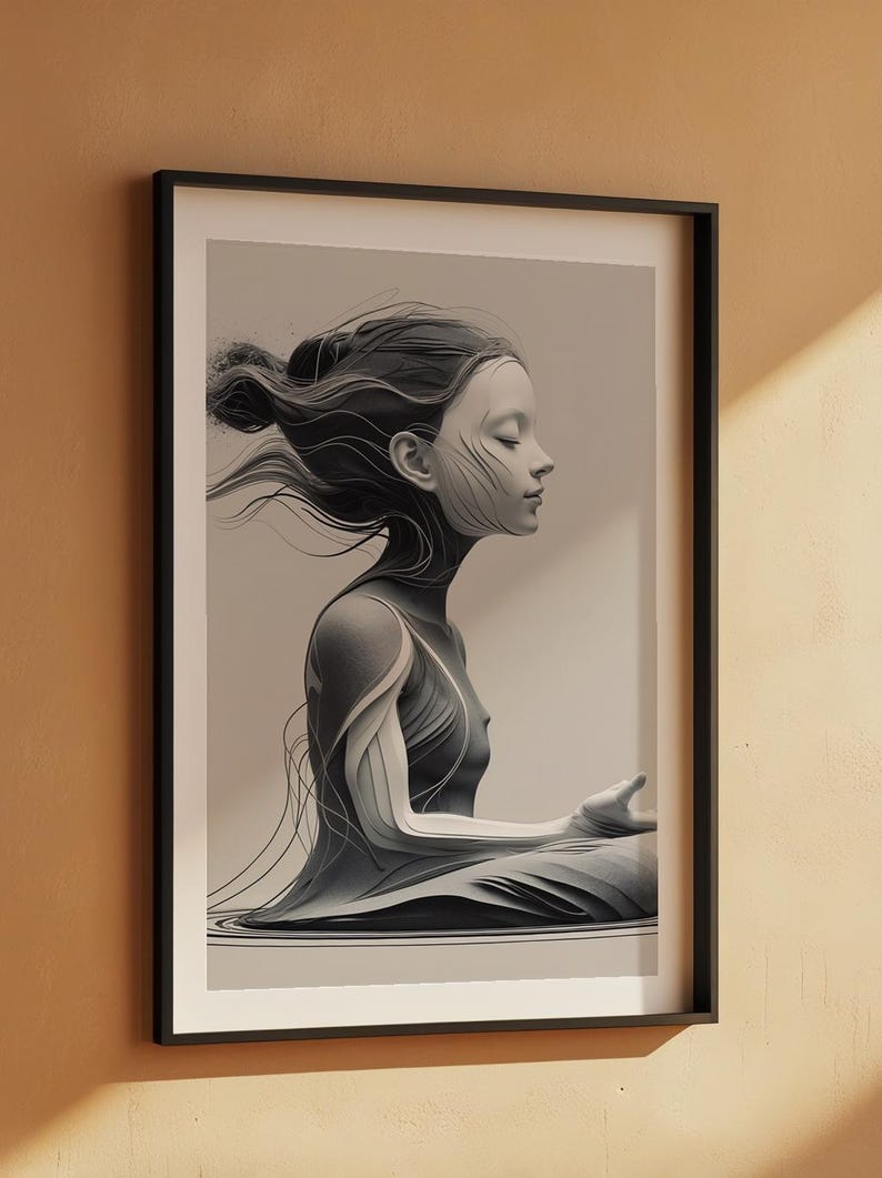 Zen Profile Line Art | Meditation Face Poster | Minimalist Wellness Decor Bild 8