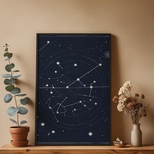 Póster de cielo nocturno / Impresión de constelación celestial / Arte mural astronómico imagen 6