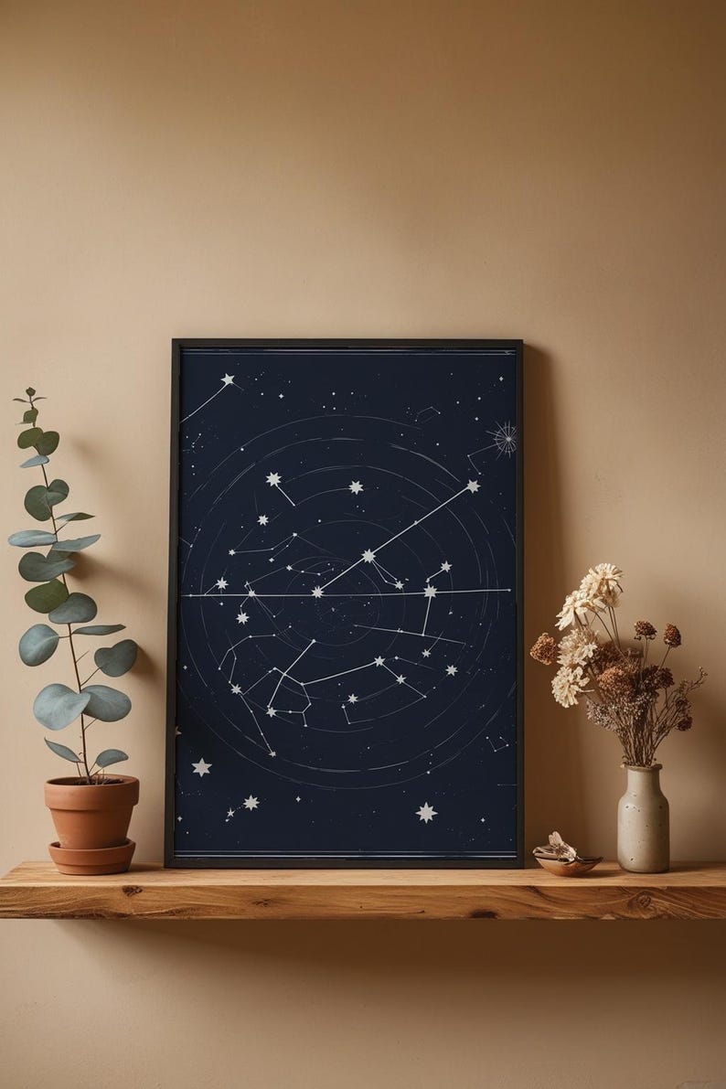 Póster de cielo nocturno / Impresión de constelación celestial / Arte mural astronómico imagen 6