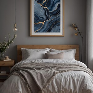 Marble Abstract Art | Luxury Slate Blue Poster | Modern Home Decor image 4