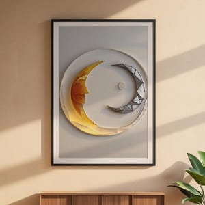 Sun Moon Minimalist | Celestial Line Art Poster | Modern Boho Decor image 6