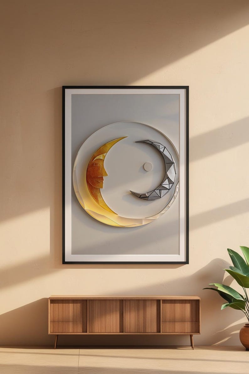 Sun Moon Minimalist | Celestial Line Art Poster | Modern Boho Decor image 6