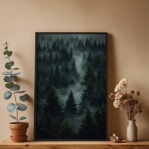 Dark Forest Silhouettes | Moody Nature Poster | Wilderness Art image 4