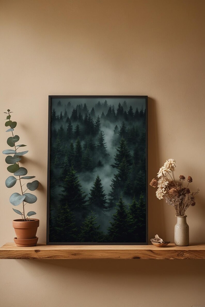 Dark Forest Silhouettes | Moody Nature Poster | Wilderness Art image 4