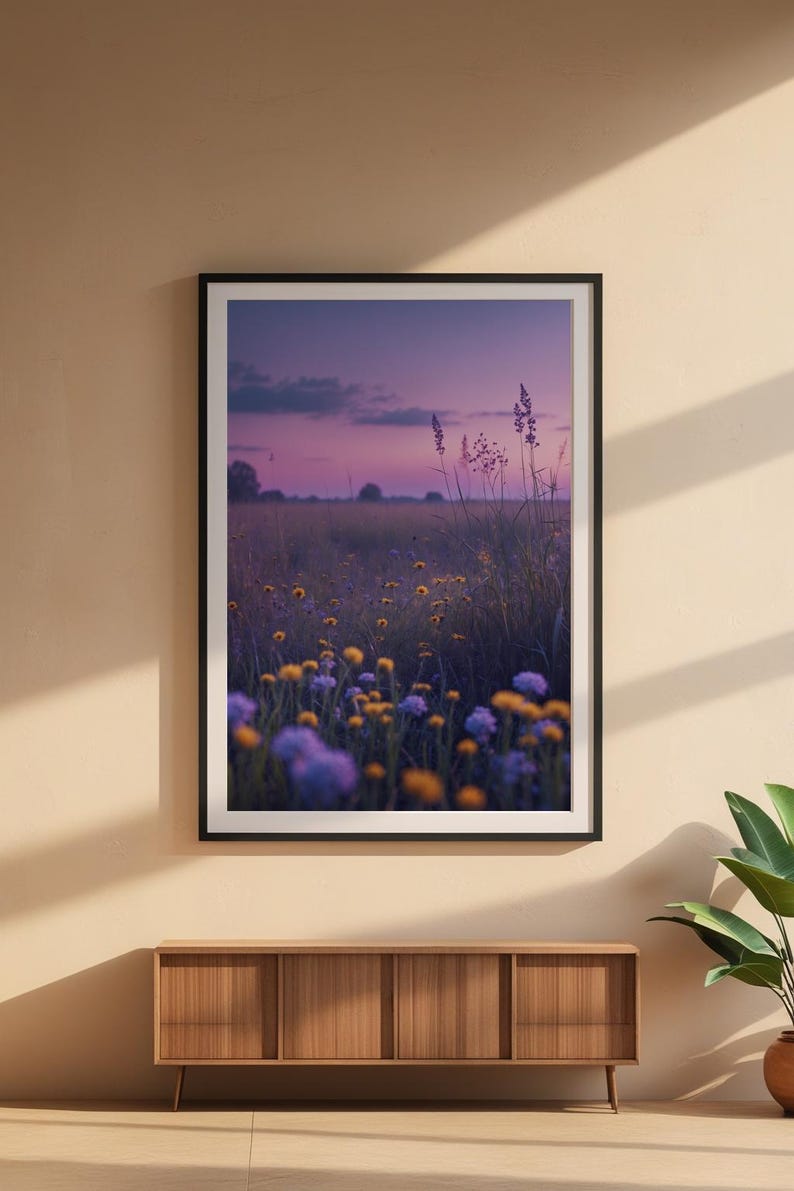 Twilight Wildflower Field | Evening Landscape Poster | Dreamy Art Bild 6