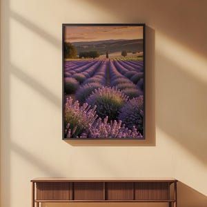 Lavender Field Sunset | Golden Hour Landscape | Provence Wall Art image 2