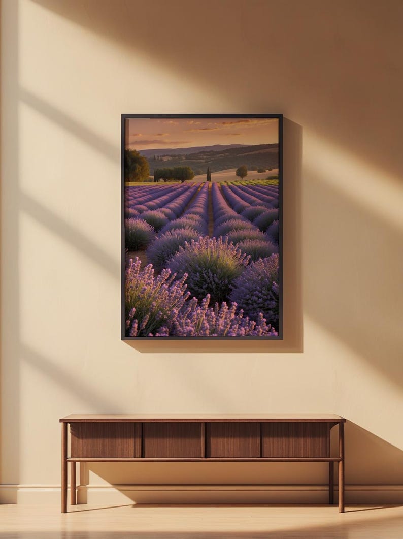 Lavender Field Sunset | Golden Hour Landscape | Provence Wall Art image 2