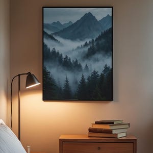Misty Mountain Forest | Dramatic Nature Poster | Moody Landscape Art image 3