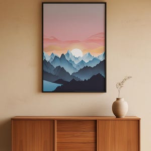 Póster de amanecer en la montaña / pico alpino / Arte de paisaje natural imagen 5