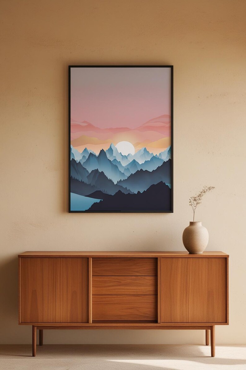 Póster de amanecer en la montaña / pico alpino / Arte de paisaje natural imagen 5