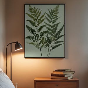 Art mural fougère | Affiche botanique verte | Décoration imprimée de feuilles image 3
