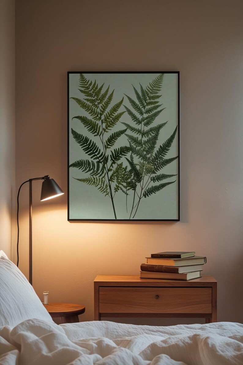 Art mural fougère | Affiche botanique verte | Décoration imprimée de feuilles image 3