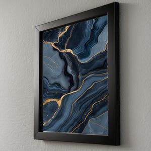Marble Abstract Art | Luxury Slate Blue Poster | Modern Home Decor image 6
