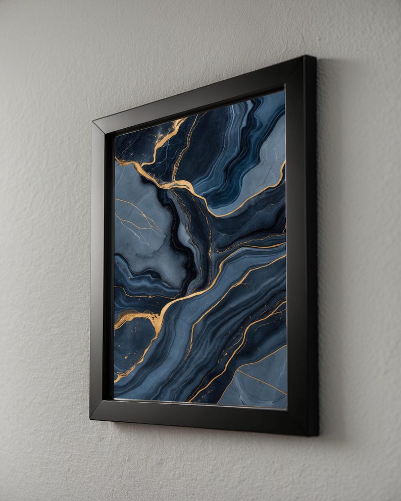 Marble Abstract Art | Luxury Slate Blue Poster | Modern Home Decor image 6