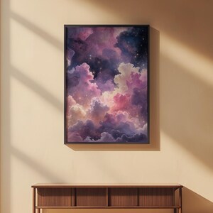 Arte de nebulosa pastel / Póster espacial de ensueño / Decoración de pared cósmica imagen 2