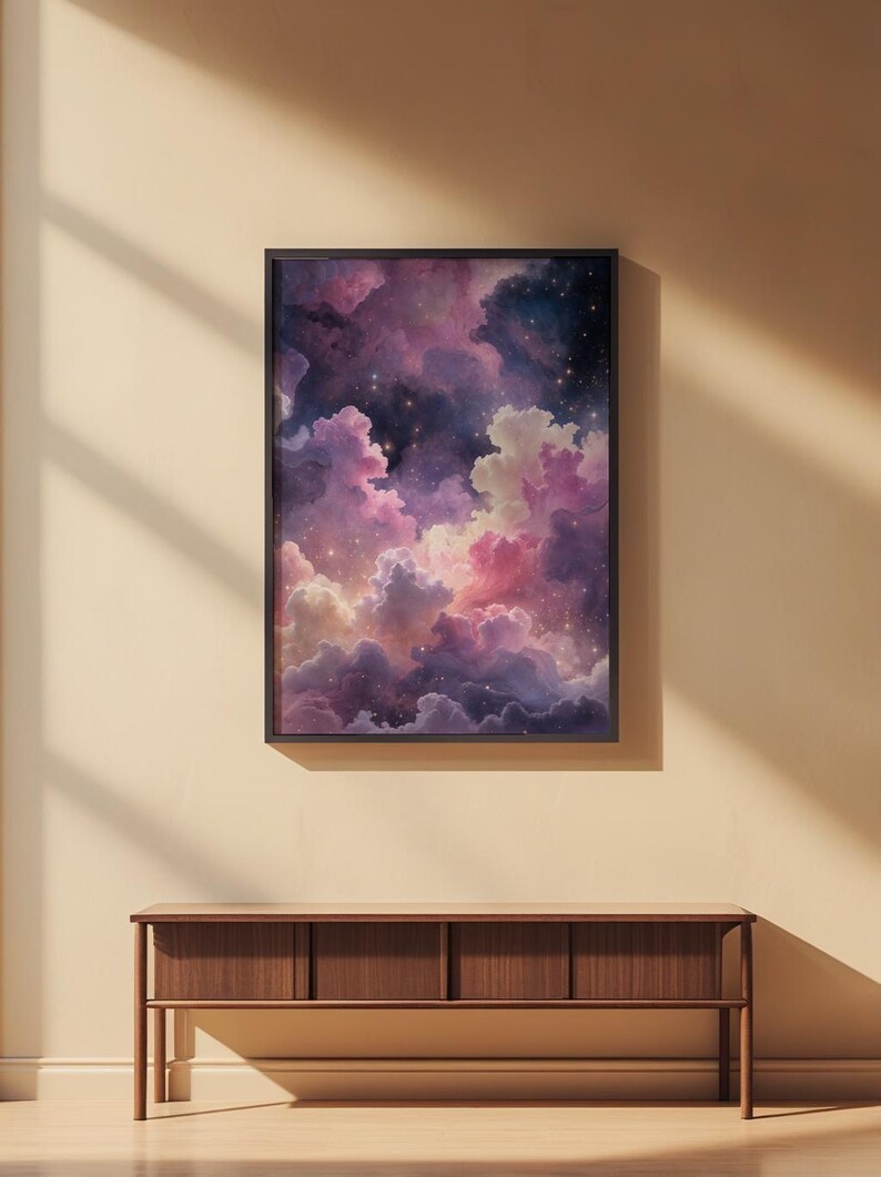 Arte de nebulosa pastel / Póster espacial de ensueño / Decoración de pared cósmica imagen 2