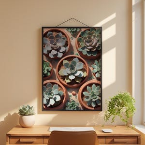 Succulent Garden Top View | Botanical Plant Art | Minimalist Terrarium image 1