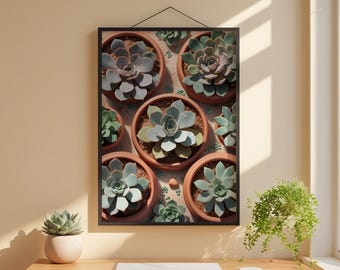Jardín de suculentas, vista superior / Arte botánico / Terrario minimalista