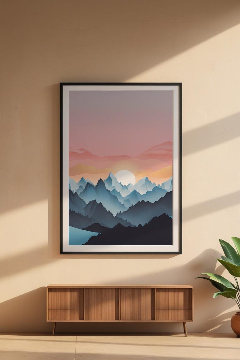Póster de amanecer en la montaña / pico alpino / Arte de paisaje natural imagen 6