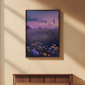 Twilight Wildflower Field | Evening Landscape Poster | Dreamy Art Bild 2