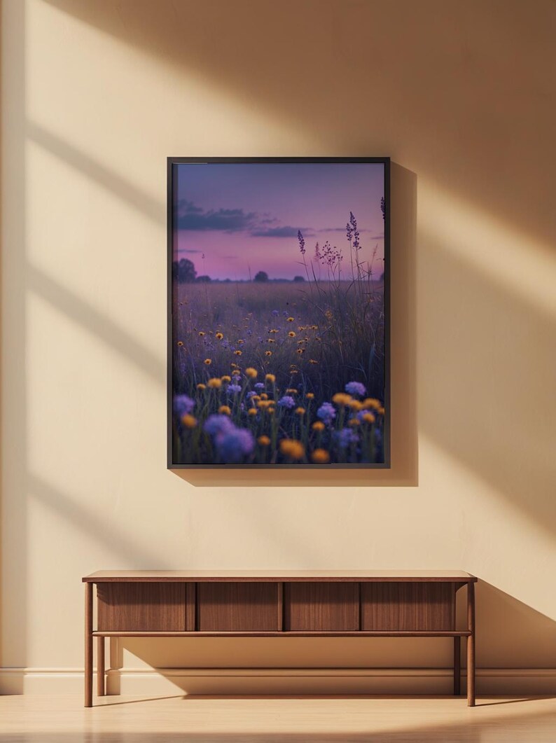 Twilight Wildflower Field | Evening Landscape Poster | Dreamy Art Bild 2