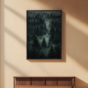 Dark Forest Silhouettes | Moody Nature Poster | Wilderness Art image 2