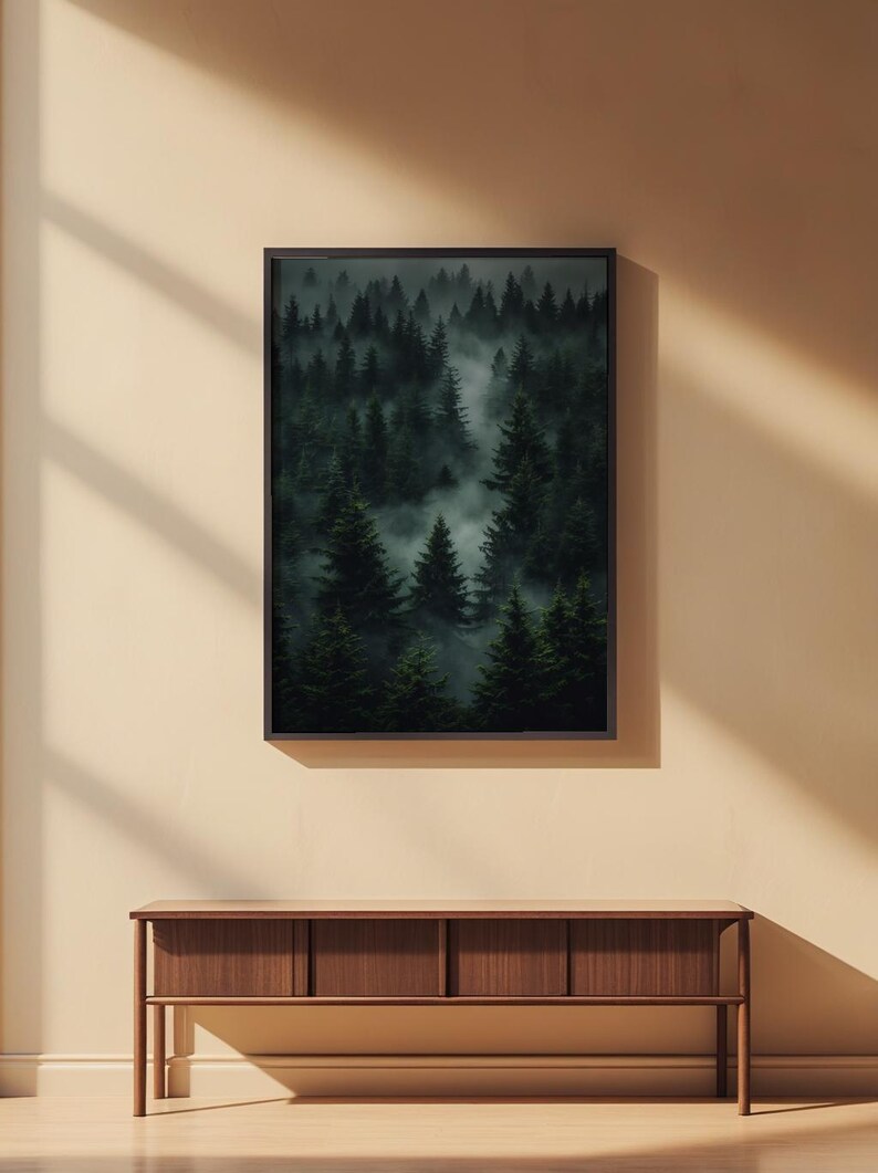 Dark Forest Silhouettes | Moody Nature Poster | Wilderness Art image 2