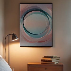 Arte circular abstracto / Impresión geométrica moderna / Póster verde azulado imagen 3