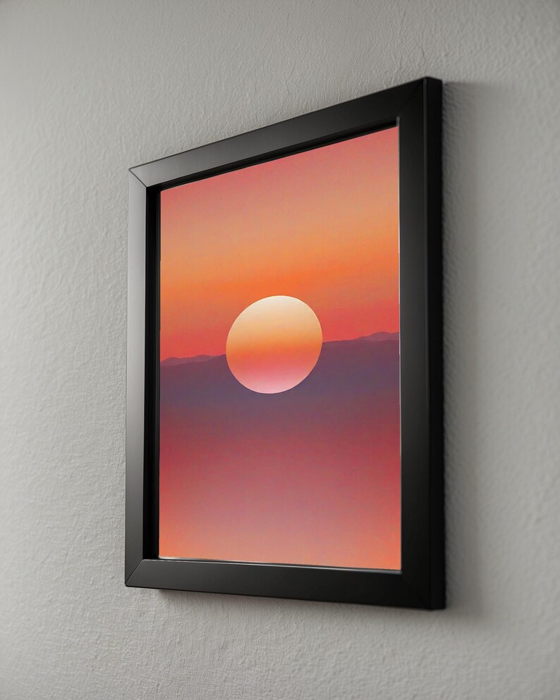 Sunset landscape art | Minimalist sun poster | Modern wall decor imagem 8