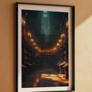 Library Wall Art | Dark Academia Poster | Vintage Bookshelf Decor Bild 7